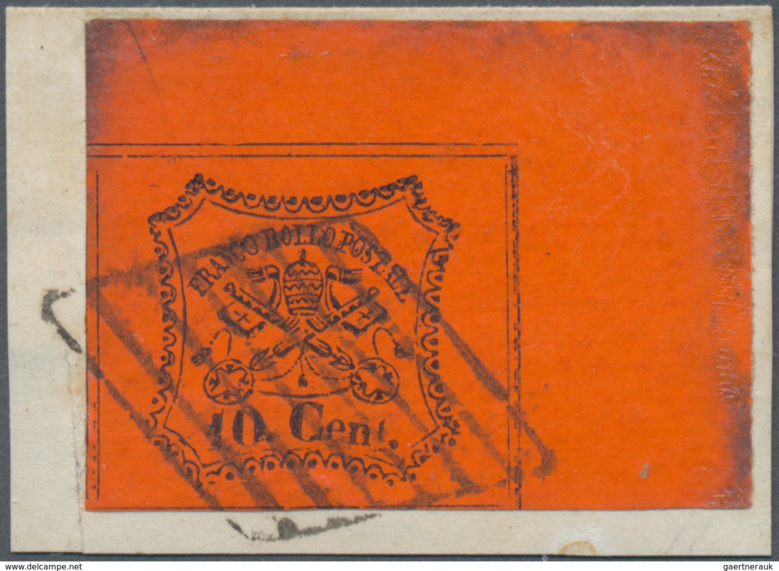 Italien - Altitalienische Staaten: Kirchenstaat: 1867, 10 C Orange-red From The Upper Right Sheet-co - Papal States