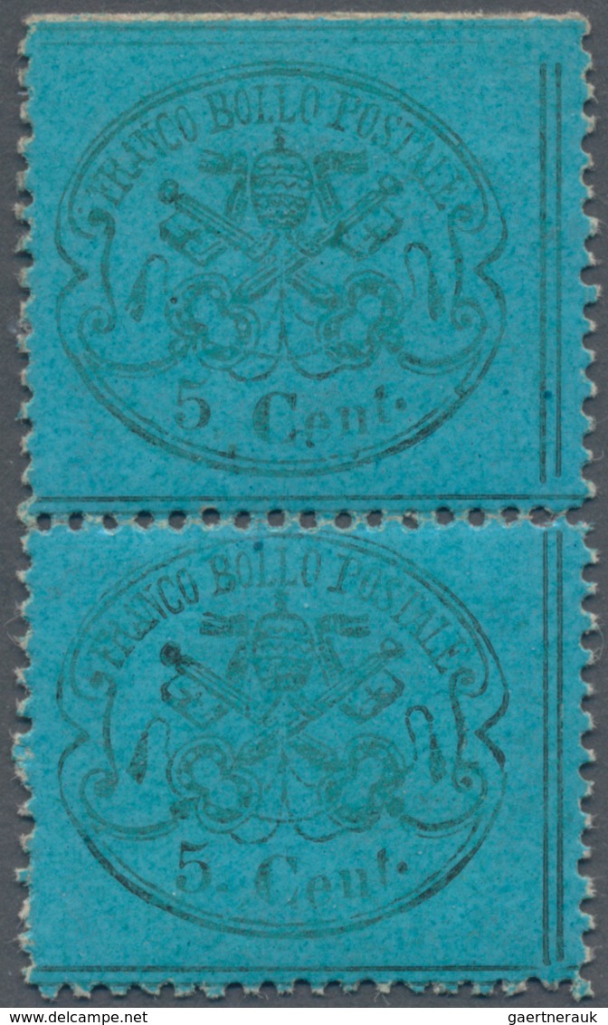 Italien - Altitalienische Staaten: Kirchenstaat: 1868, 5 C Blue Vertical Pair Mint Never Hinged Of A - Kirchenstaaten