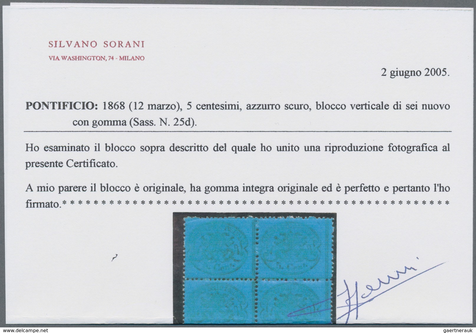 Italien - Altitalienische Staaten: Kirchenstaat: 1868, 5 C Greenish-blue Horizontal Pair From Sheet - Kirchenstaaten