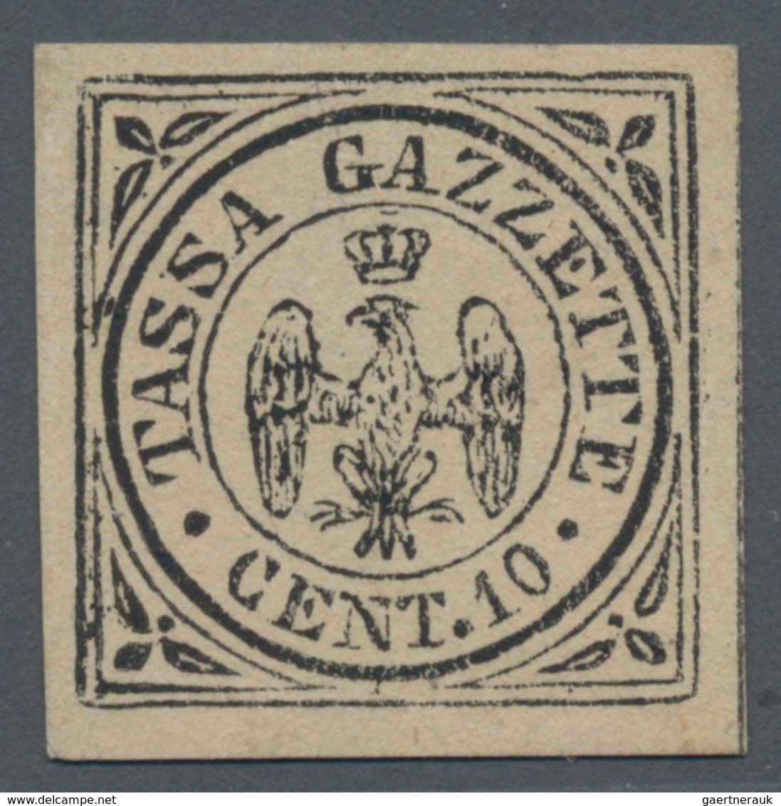 Italien - Altitalienische Staaten: Modena - Zeitungsstempelmarken: 1859, 20 Cent. Black Sample Not E - Modena