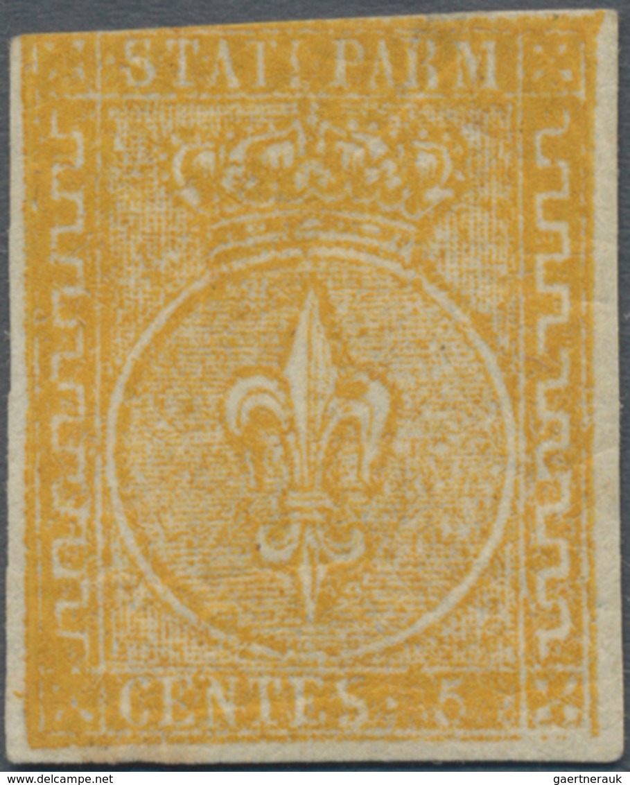 Italien - Altitalienische Staaten: Parma: 1853, 5 Cent. Yellow-orange Mint With Original Gum, All Si - Parma