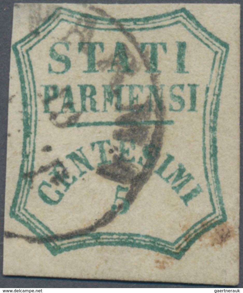 Italien - Altitalienische Staaten: Parma: 1859, 5 C Blue-green Tied By Circle Cancel PARMA, The Stam - Parma