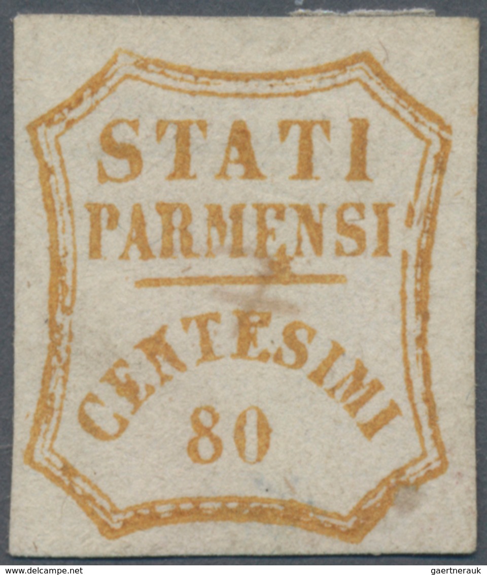 Italien - Altitalienische Staaten: Parma: 1859, 80 C Olive Yellow Unused Without Gum, The Stamp Is C - Parma
