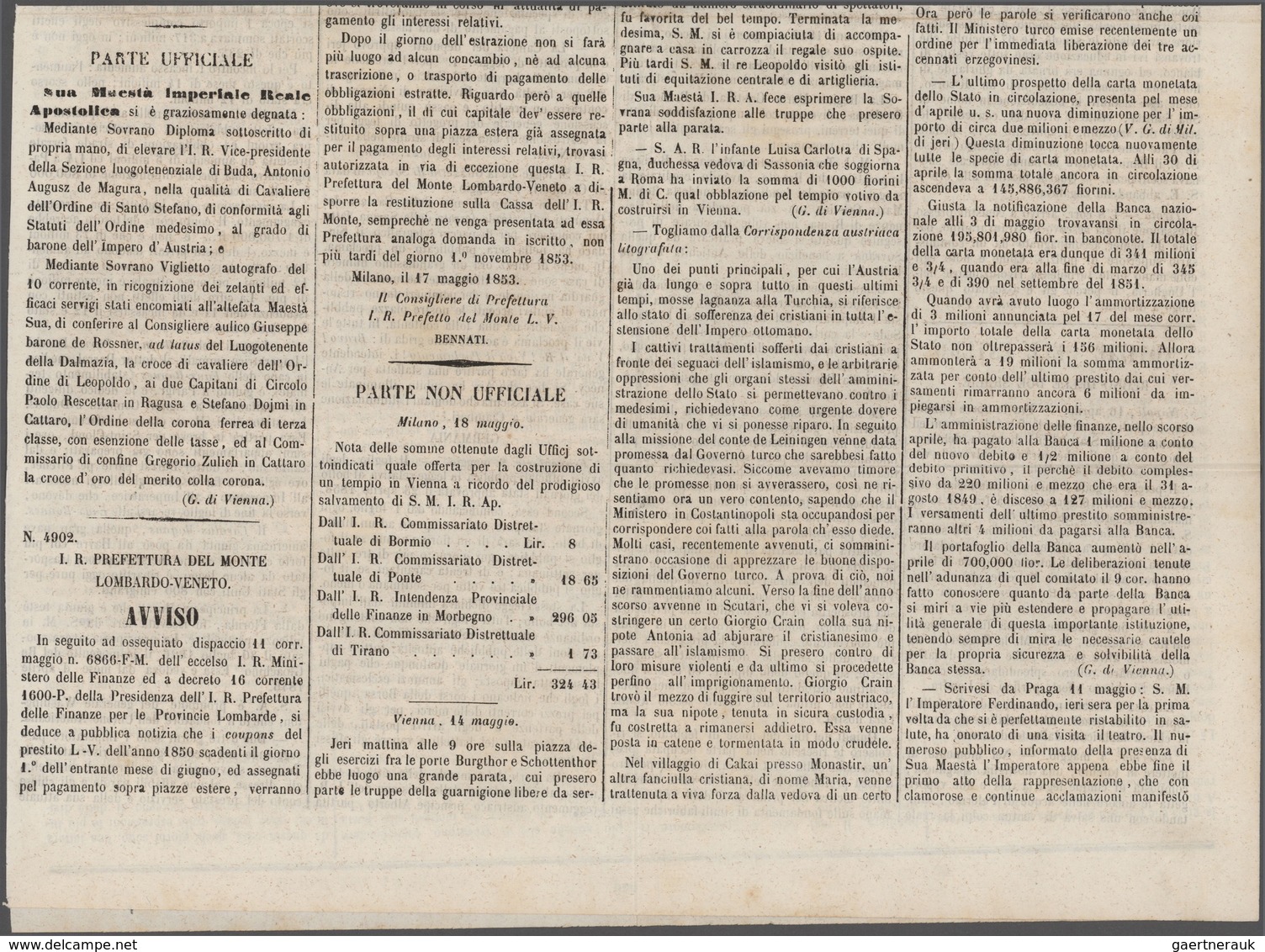 Italien - Altitalienische Staaten: Parma - Zeitungsstempelmarken: 1853, 9 C Black On Blue Single Fra - Parma