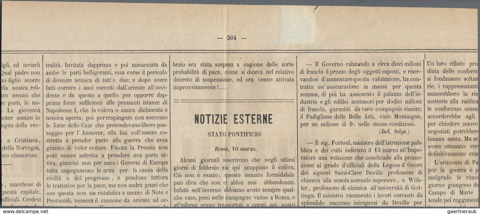 Italien - Altitalienische Staaten: Parma - Zeitungsstempelmarken: 853, 9 C Black On Blue Single Fran - Parma