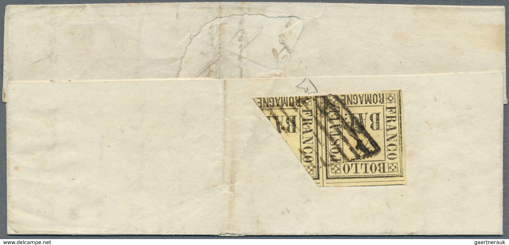 Italien - Altitalienische Staaten: Romagna: 1859, ½baj. DIAGONALLY BISECTED In Pair With ½baj., On R - Romagna