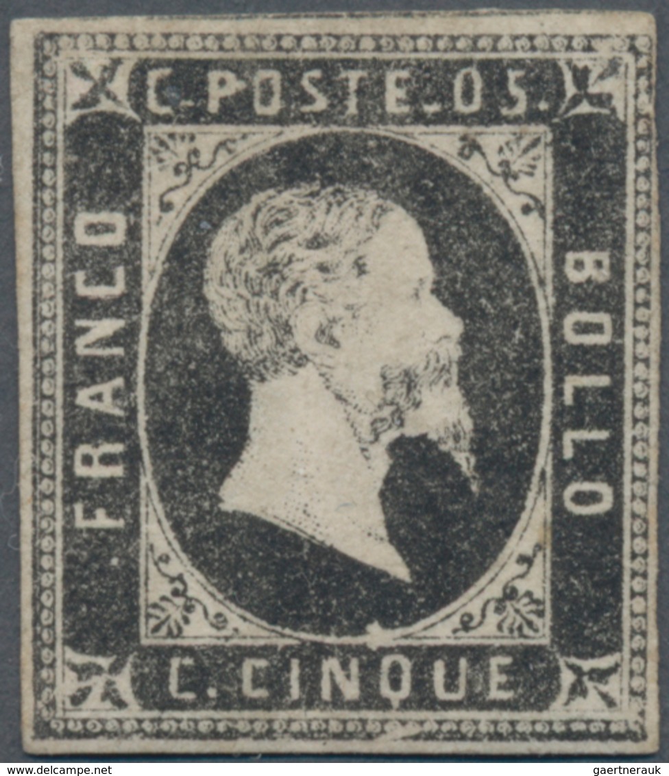 Italien - Altitalienische Staaten: Sardinien: 1851, 5 C Black Mint With Original Gum, The Stamp Has - Sardinien