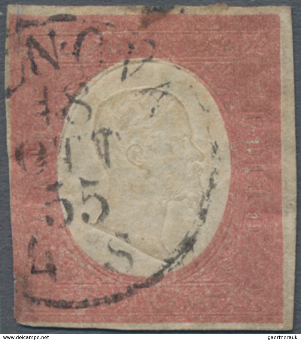 Italien - Altitalienische Staaten: Sardinien: 1854, 40 C Vermillion Cancelled With Circle Postmark, - Sardinia