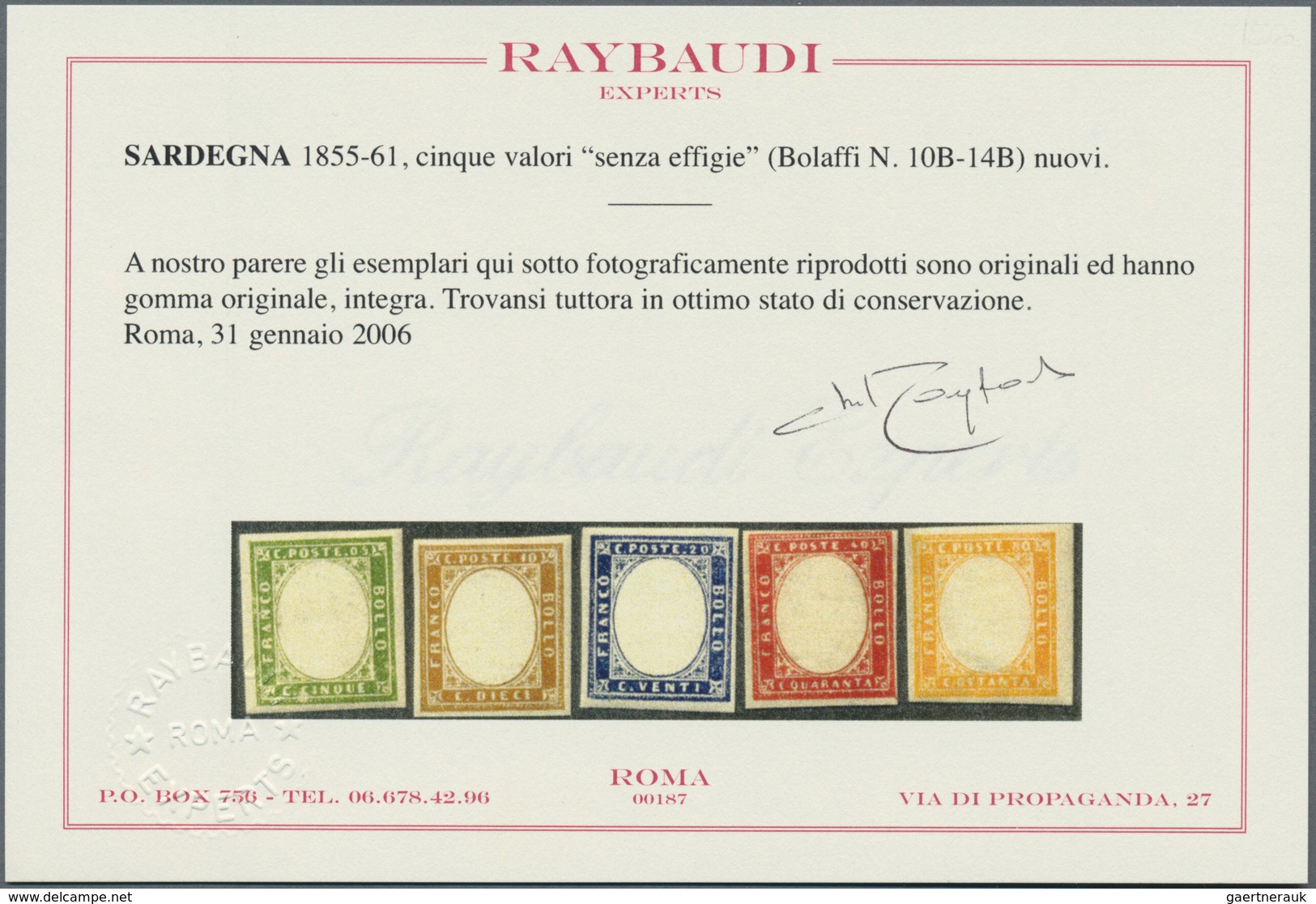Italien - Altitalienische Staaten: Sardinien: 1855/1861, 5 C Green To 80 C Yellow Without Embossing, - Sardinia