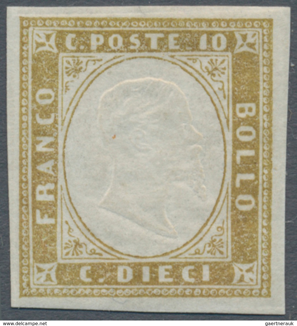 Italien - Altitalienische Staaten: Sardinien: 1858, 10c. Bright Olive-brown, Fresh Colour, Full Marg - Sardaigne