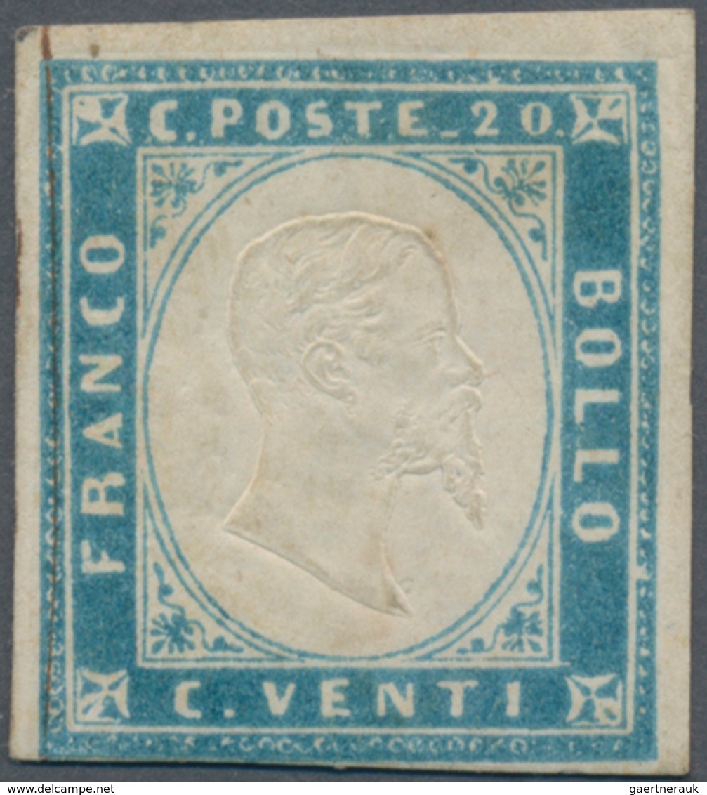 Italien - Altitalienische Staaten: Sardinien: 1855, 20 C Milk-blue Unused With Original Gum, The Sta - Sardinia