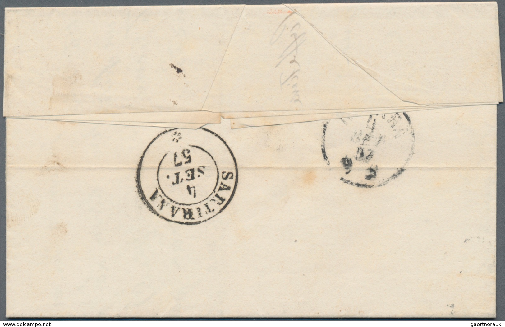 Italien - Altitalienische Staaten: Sardinien: 1855, 20 C Milk-blue Single Franking Tied By Double Ci - Sardinien