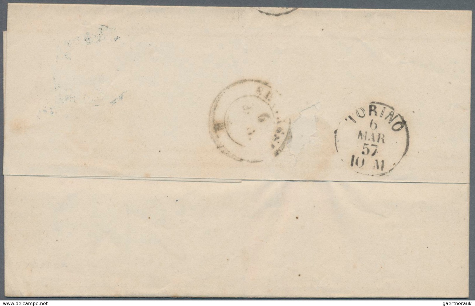 Italien - Altitalienische Staaten: Sardinien: 1855, 20 C Light Blue Single Franking On Complete Fold - Sardinien