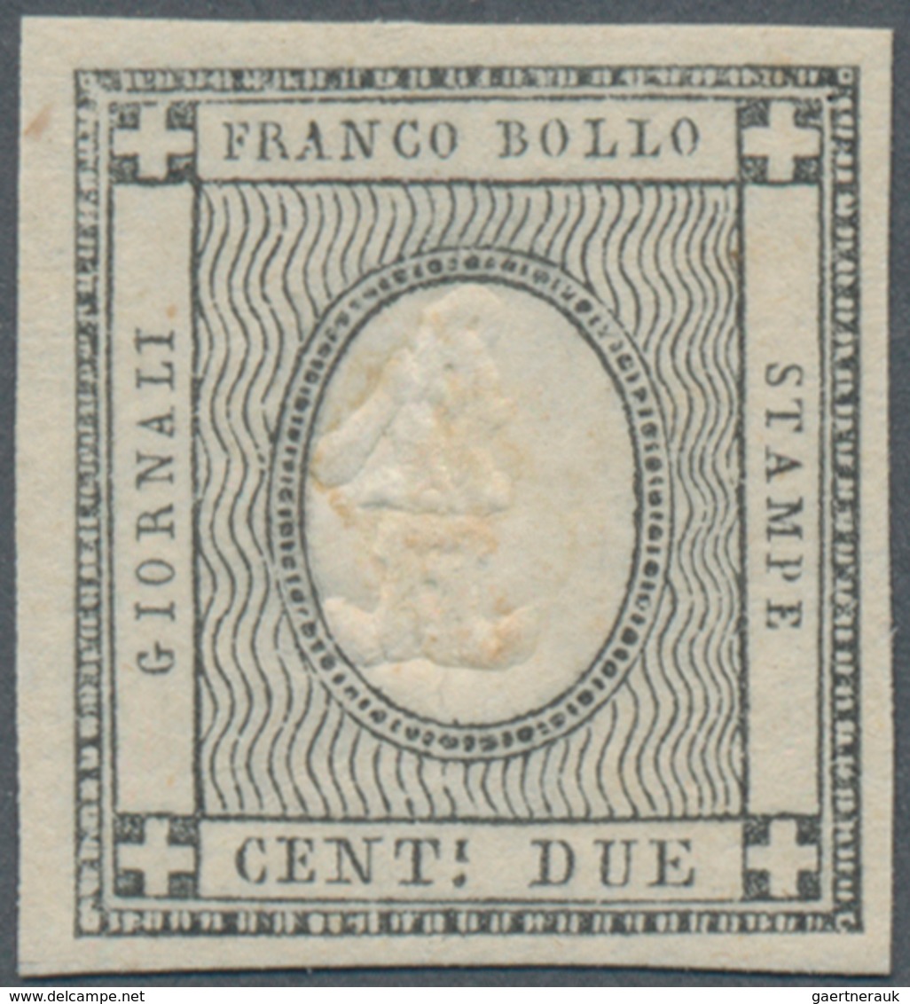 Italien - Altitalienische Staaten: Sardinien: 1861, 2 C Grey With Embossing Error "1" Instead Of 2, - Sardinien