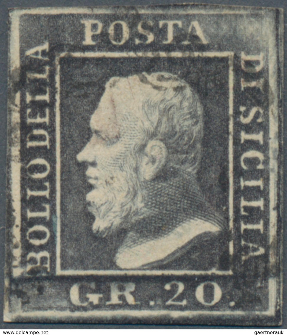 Italien - Altitalienische Staaten: Sizilien: 1859, 20 Gr Violet-slate Tied By Horseshoe Cancel, The - Sicily