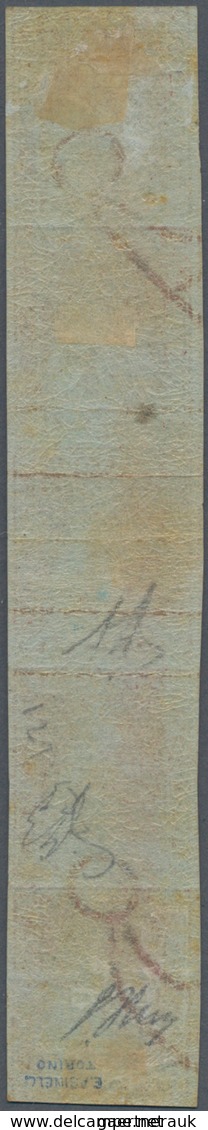 Italien - Altitalienische Staaten: Toscana: 1851, 1 Cr Carmine Vertical Stripe Of Five Cancelled 3x - Tuscany