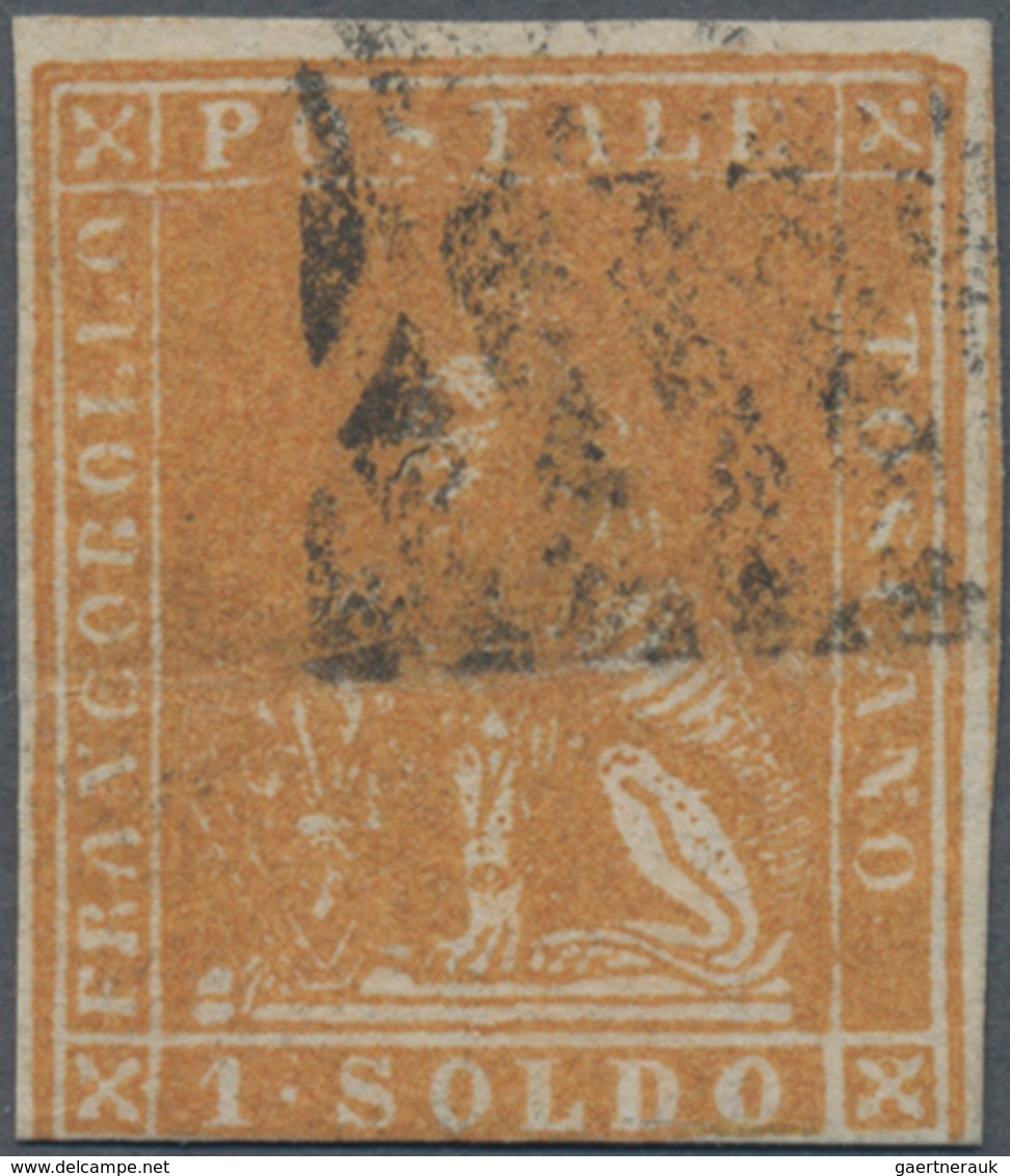 Italien - Altitalienische Staaten: Toscana: 1857, 1 So Ochre Yellow Tied By Rhombic Cancel, The Stam - Tuscany