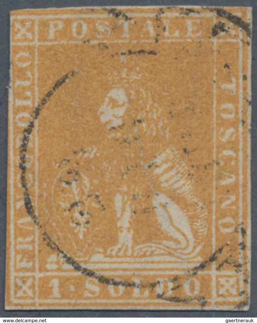 Italien - Altitalienische Staaten: Toscana: 1857, 1 So Yellow Cancelled With Circle Postmark, All Si - Tuscany