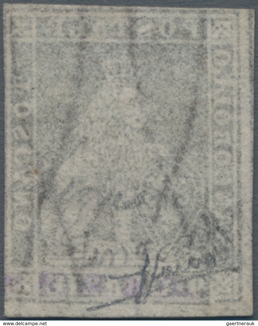 Italien - Altitalienische Staaten: Toscana: 1859, 9 Cr Brown-grey Lilac Cancelled, Partly Cut A Litt - Tuscany