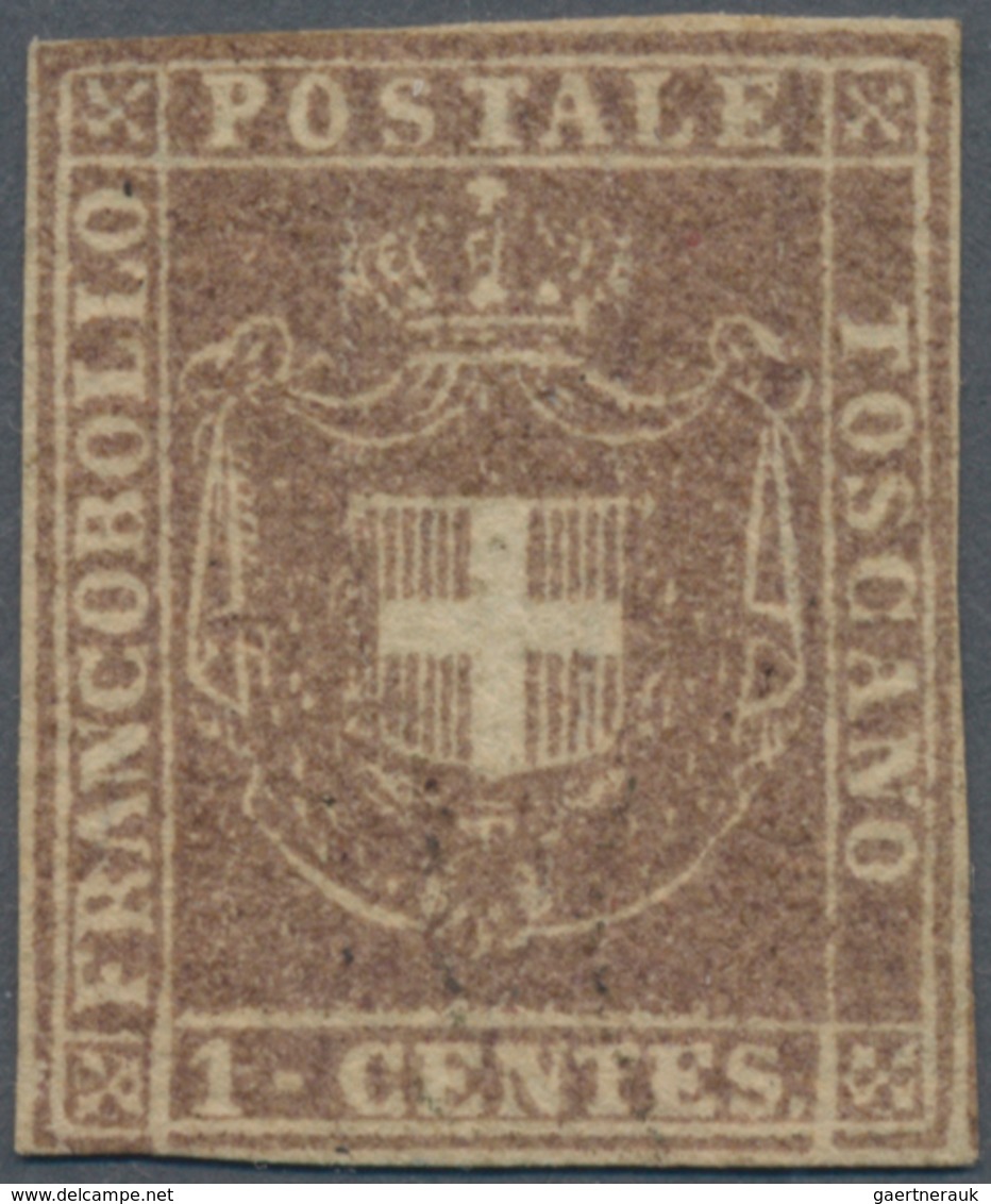 Italien - Altitalienische Staaten: Toscana: 1860, 1 C Brownish-lilac Mint With Parts Of The Original - Tuscany