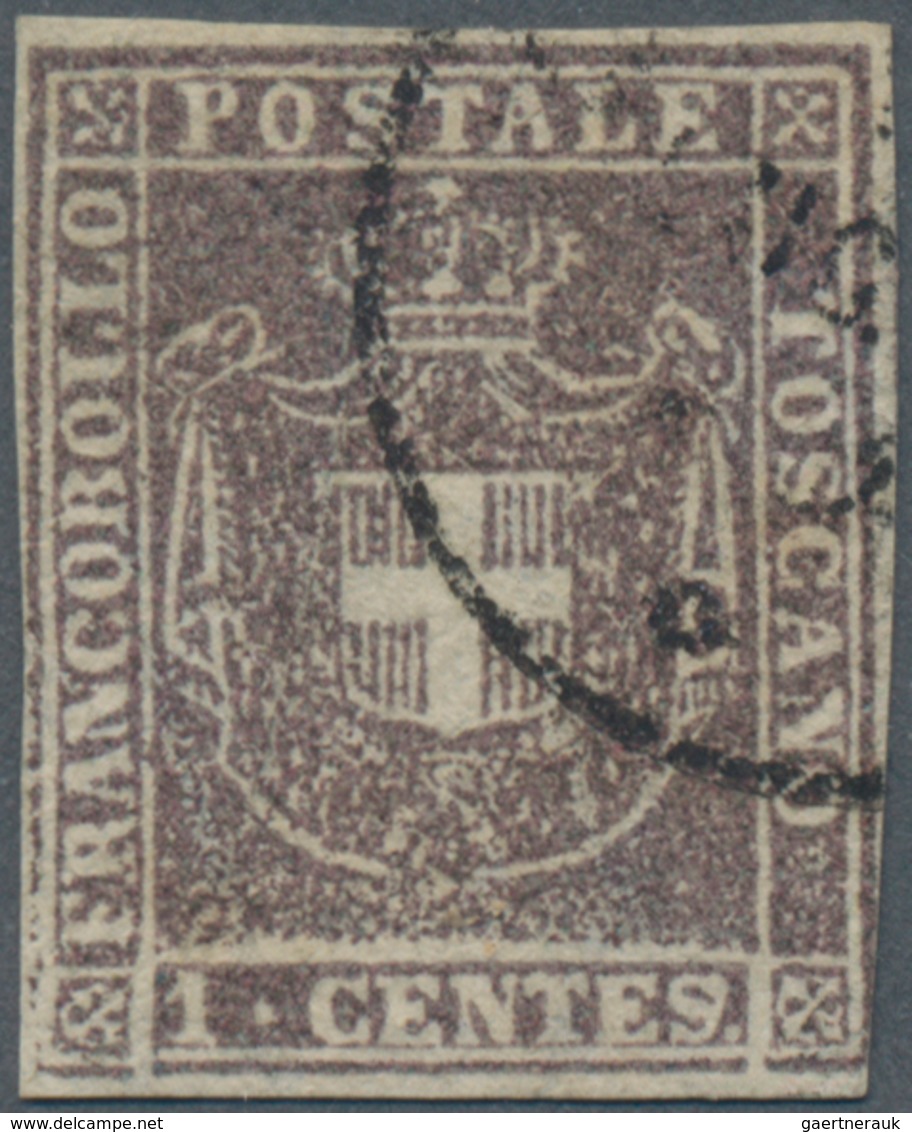 Italien - Altitalienische Staaten: Toscana: 1860, 1 C Brown-lilac Tied By Circle Cancel, The Stamp I - Tuscany
