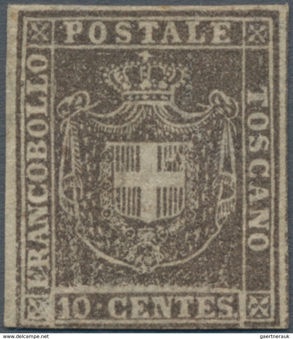 Italien - Altitalienische Staaten: Toscana: 1860, 10 Cent. Brown Mint With Original Gum, The Stamp H - Tuscany
