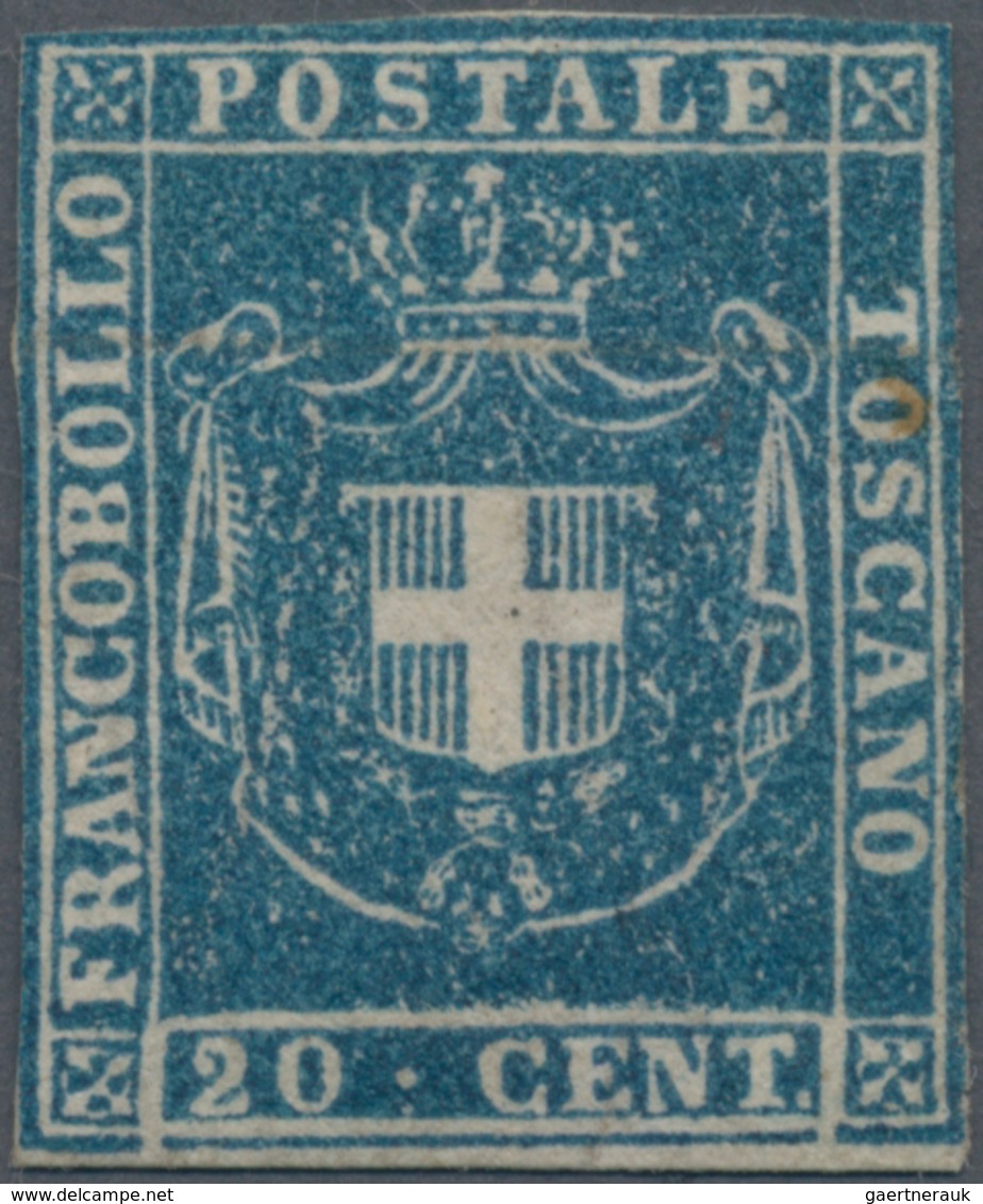 Italien - Altitalienische Staaten: Toscana: 1860, 20 C Blue Unused With NEW GUM, The Stamp Still Has - Tuscany