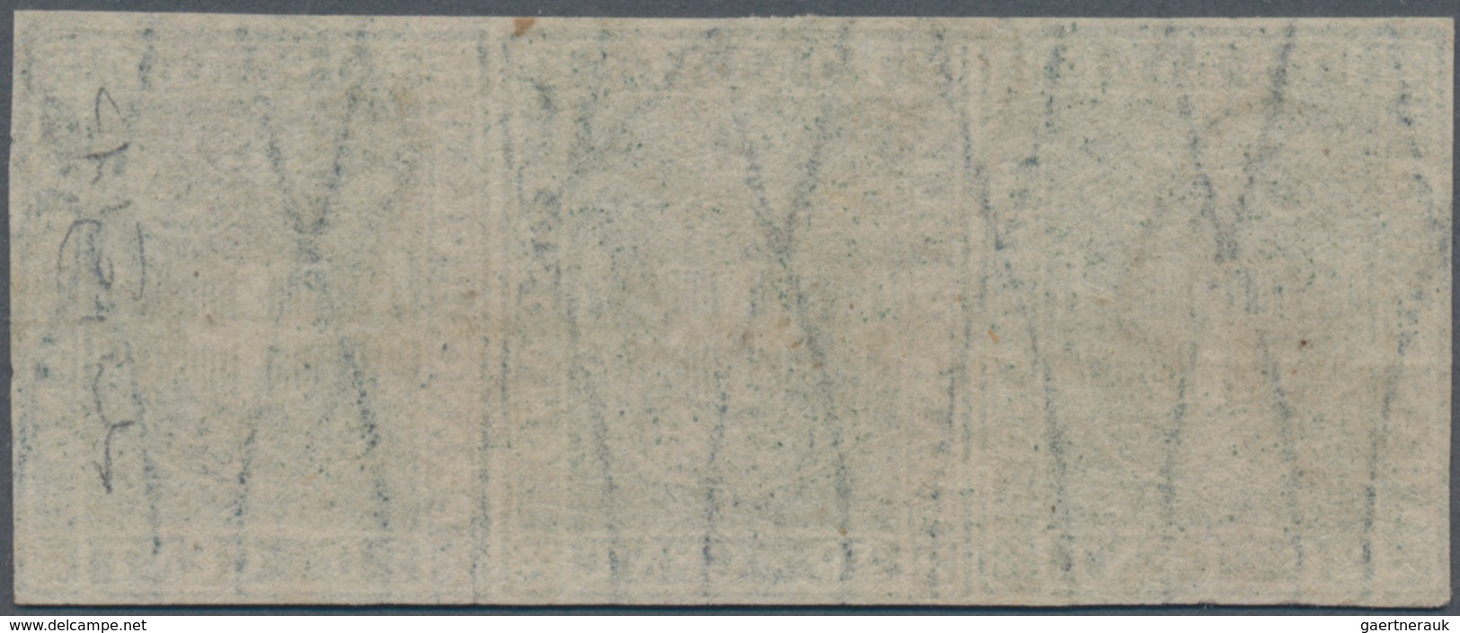 Italien - Altitalienische Staaten: Toscana: 1860, 20 C Grey-blue In Horizontal Stripe Of Three, Tied - Tuscany