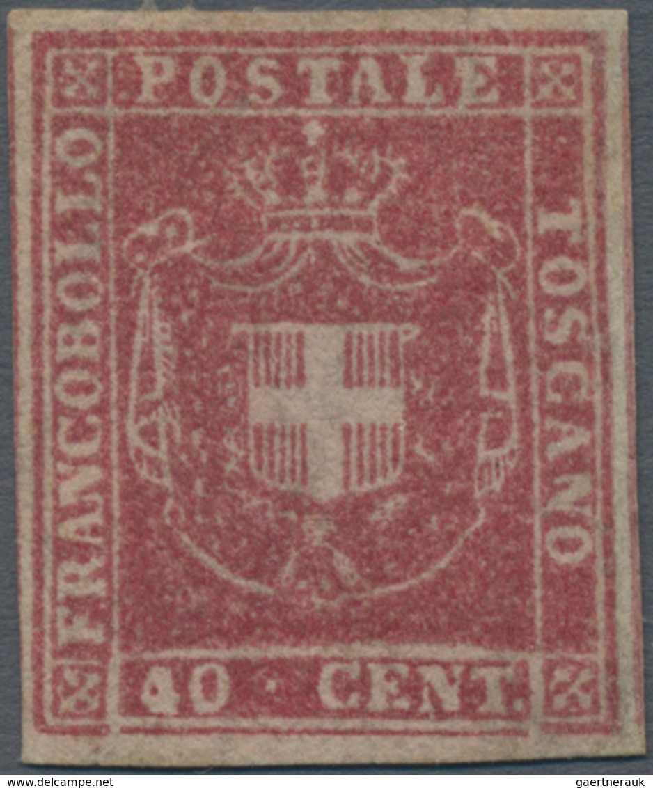 Italien - Altitalienische Staaten: Toscana: 1860, 40 Cent. Carmine Unused With Original Gum, Fresh C - Tuscany