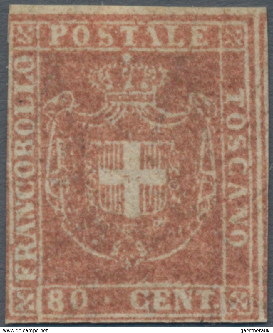 Italien - Altitalienische Staaten: Toscana: 1860, 80 Cent. Brownish Red Unused Without Gum, Two Side - Tuscany