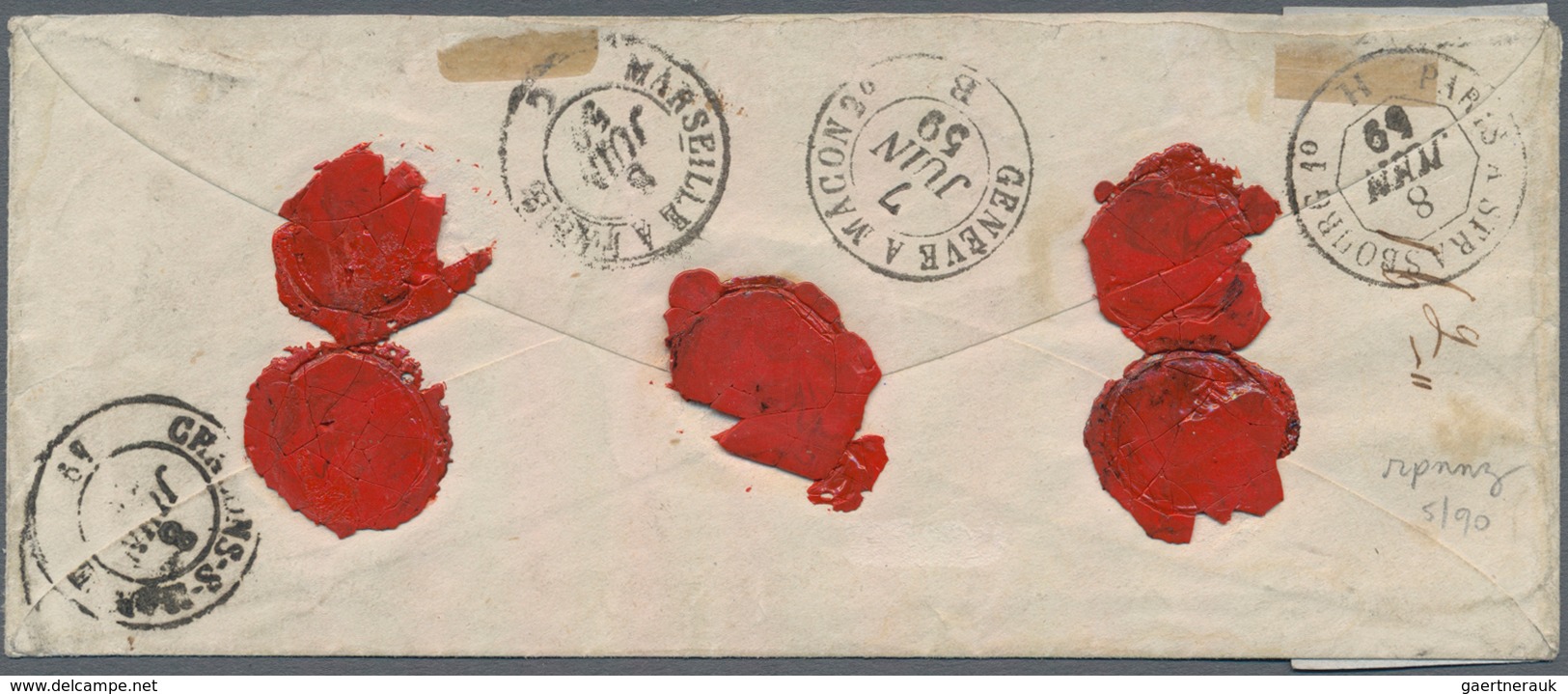 Italien: 1859: Small Cover From The French ARMÈE D'ITALIE Sent To Chalons-sur-Marne Franked By Frenc - Marcophilia