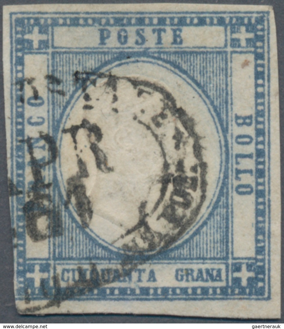 Italien: 1861, 50 Gr Slate-grey Tied By Oval Cancel "UFFICIO POSTALE DEL PORTO DI NAPOLI", The Stamp - Marcophilia