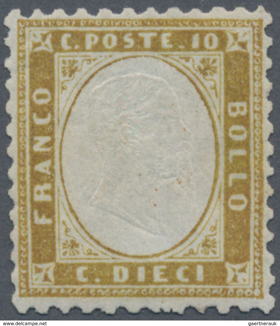 Italien: 1862. 10 C Light Olive ("oliva Chiara") MNH, Perfectly Centered And Very Fresh. Certificate - Marcophilia