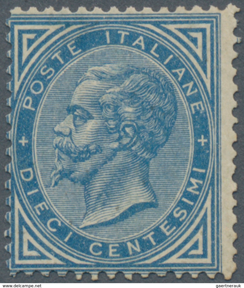 Italien: 1877, 10 C Blue Mint With Original Gum And A Rest Of Hinge, The Stamp Is Well Perforated, C - Marcophilia