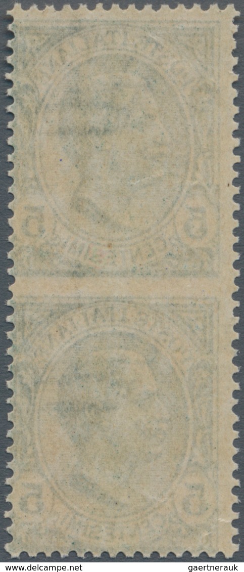 Italien: 1906, Victor Emanuel III. 5c. Green Vertical Pair IMPERFORATE BETWEEN, Mint Lightly Hinged - Poststempel