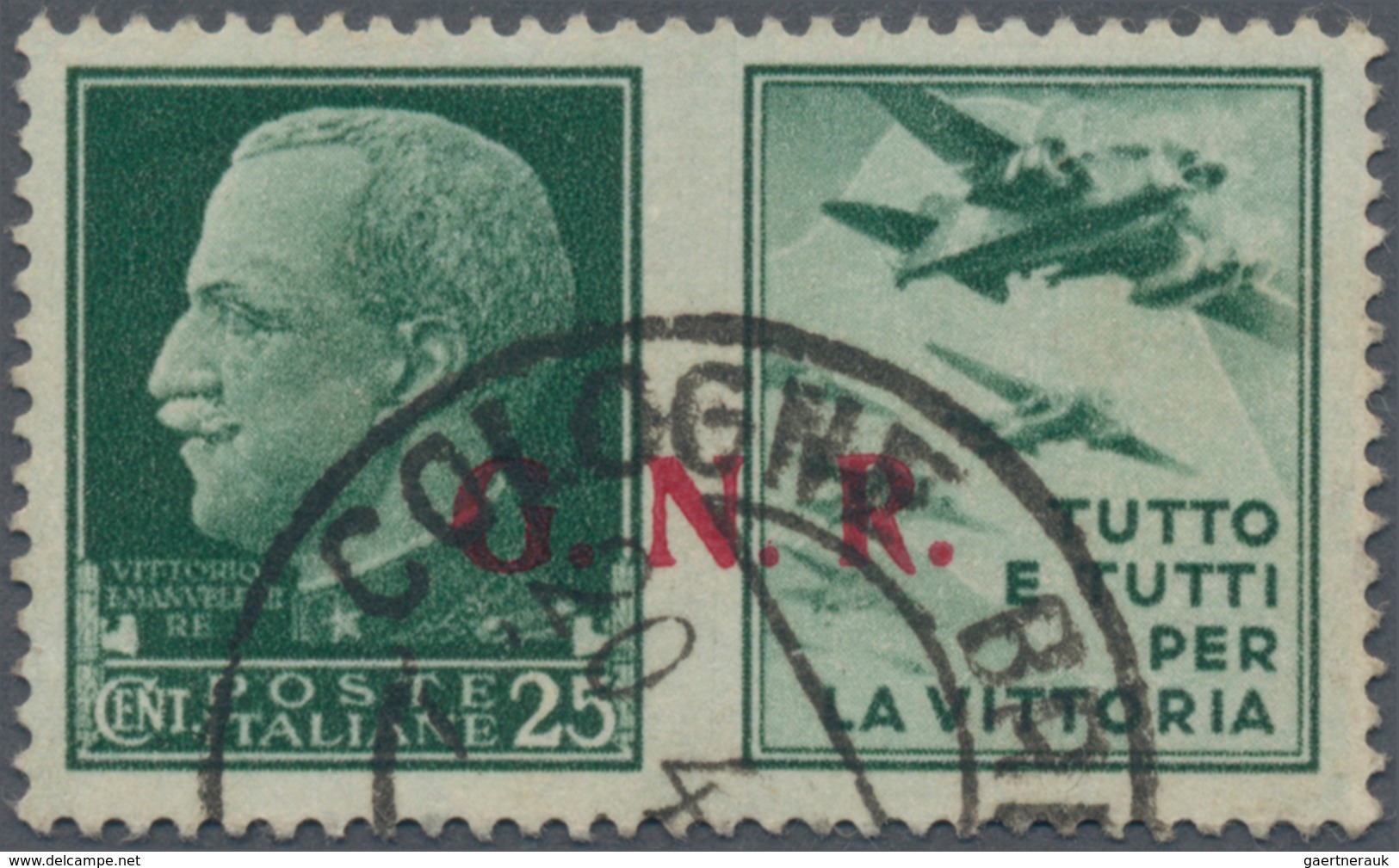 Italien - Militärpostmarken: Nationalgarde: 1944. 25 C VEIII Green With Propaganda Field "airplane", - Sonstige & Ohne Zuordnung