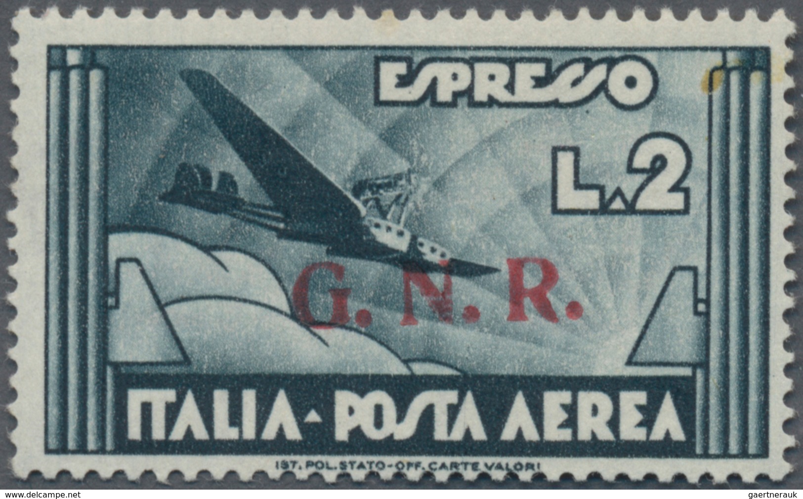 Italien - Militärpostmarken: Nationalgarde: 1944, Airmails 2l. Slate With Brescia Overprint In Type - Sonstige & Ohne Zuordnung