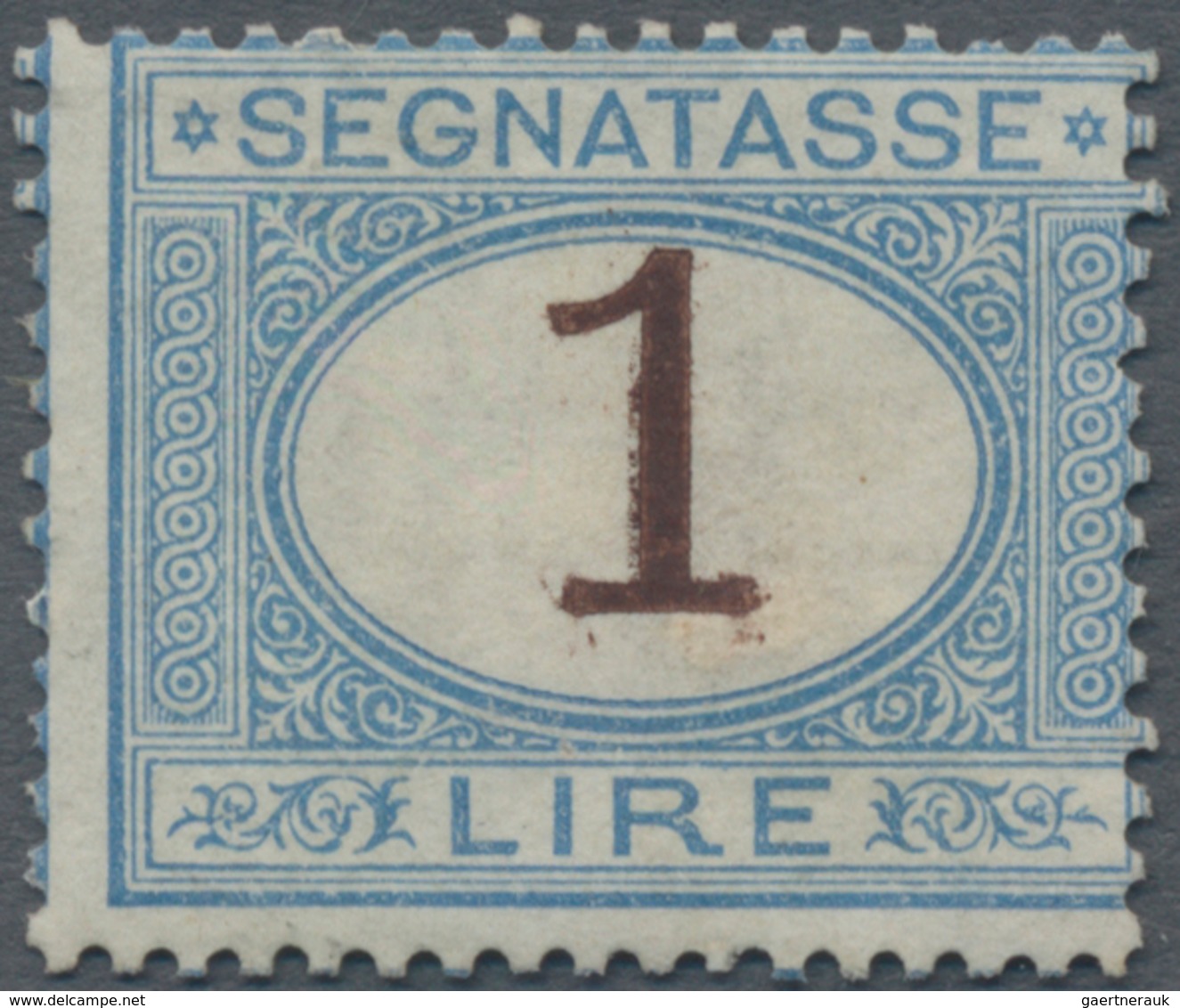 Italien - Portomarken: 1870, 1 L Blue/brown Unused With Original Gum, Cert. Dr. Avi (Sass. 6.500.-) - Postage Due