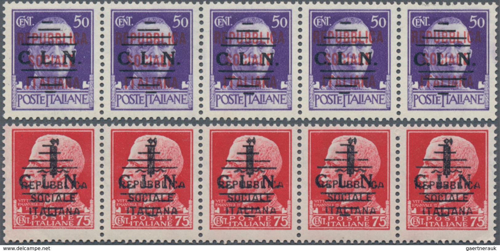 Italien - Lokalausgaben 1944/45 - Torino: 1944, 25 C, 30 C, 50 C And 75 C With Overprint "C.L.N." On - Nationales Befreiungskomitee