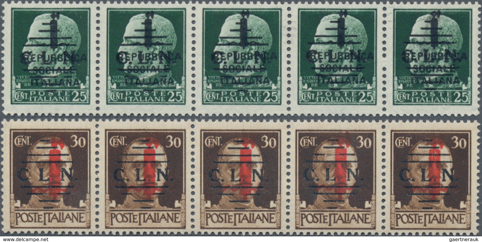 Italien - Lokalausgaben 1944/45 - Torino: 1944, 25 C, 30 C, 50 C And 75 C With Overprint "C.L.N." On - Nationales Befreiungskomitee