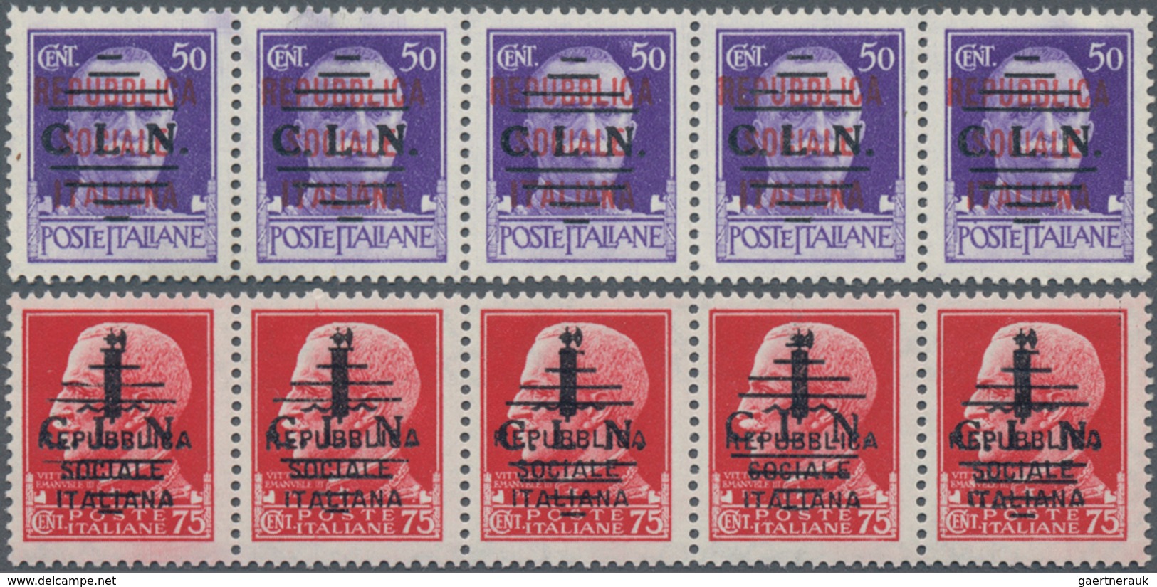 Italien - Lokalausgaben 1944/45 - Torino: 1944, 25 C, 30 C, 50 C And 75 C With Overprint "C.L.N." On - Nationales Befreiungskomitee