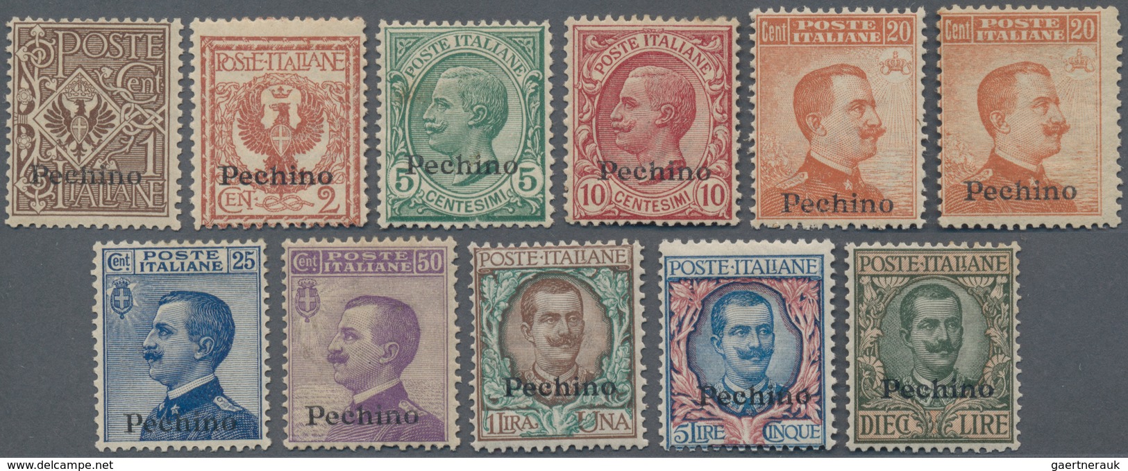Italienische Post In China: 1917/1918, Pechino Overprints, 1c.-10l. Incl. 20c. Without/with Watermar - Tientsin