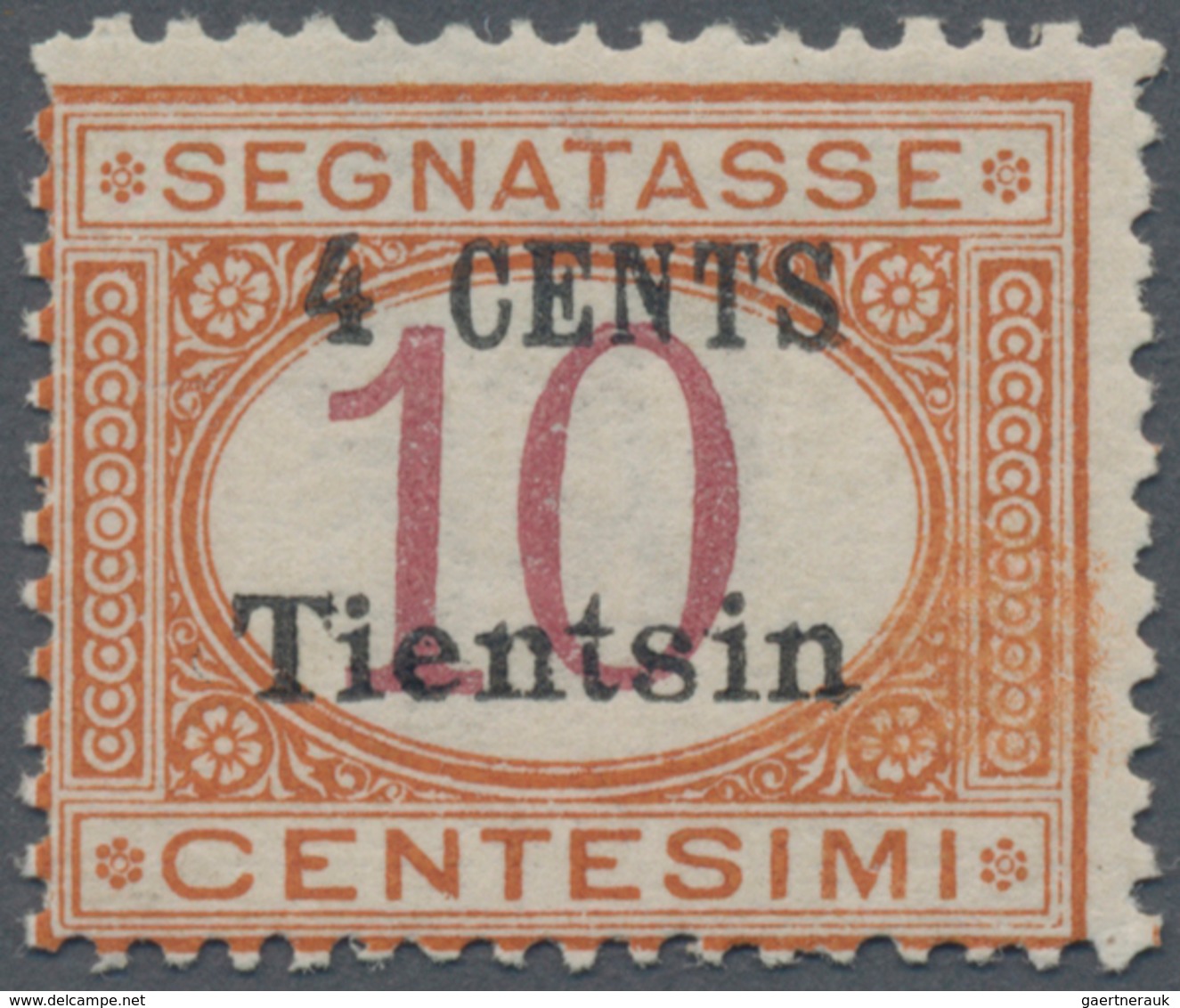 Italienische Post In China: 1918. Postage Due. "4 CENTS Tientsin" Overprint On 10 C Italian Postage - Tientsin