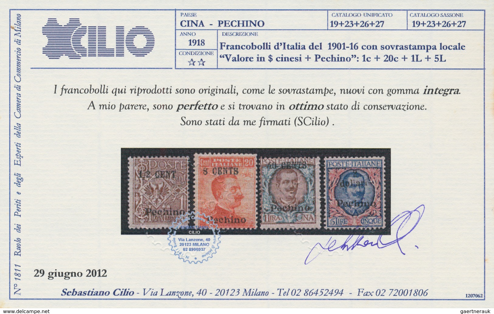 Italienische Post In China: 1918, Pechino Revaluation Overprints, ½c. On 1c.-$2 On 5l., Complete Set - Tientsin
