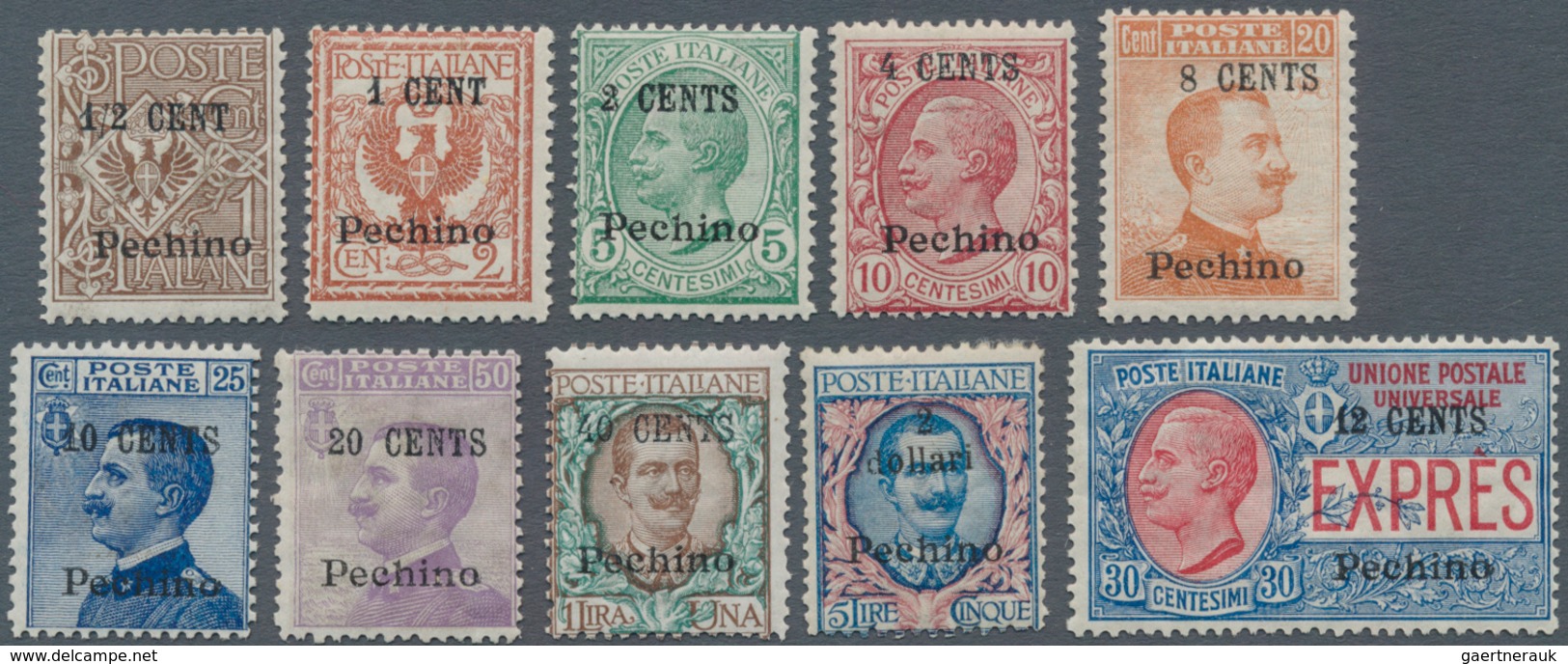 Italienische Post In China: 1918, Revaluation Overprints, Complete Set Of Ten Values Incl. Express S - Tientsin