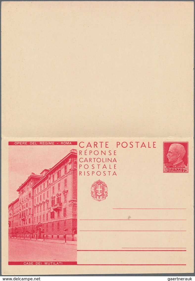 Italien - Ganzsachen: 1932: "Opere del Regime - Roma", 75 c + 75 c red postal stationery double card