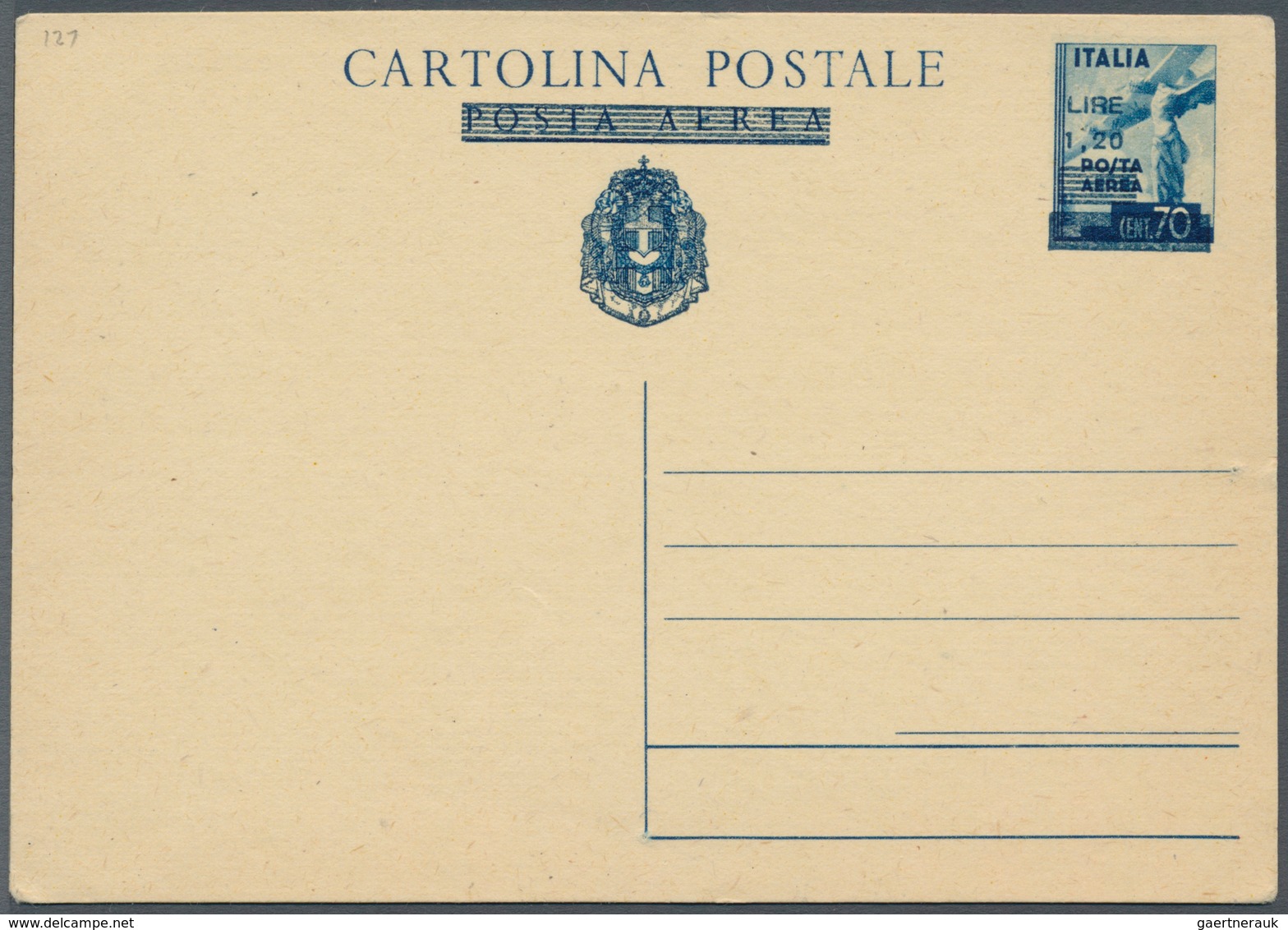 Italien - Ganzsachen: 1943-1945, Air Mail Postal Stationery Cards, Unused, Complete Set Of 6 Cards ( - Postwaardestukken