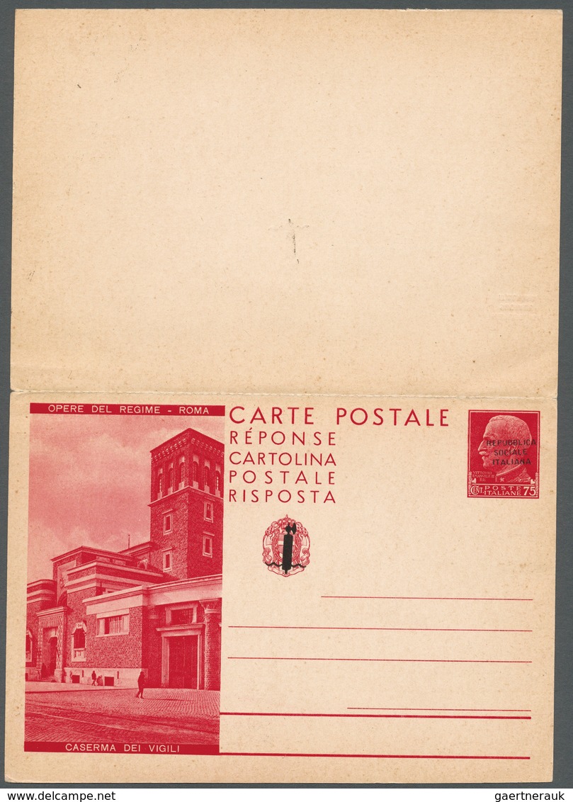 Italien - Ganzsachen: 1944, Soziale Republik, Unverausgabte 75 + 75 Cmi. Doppelkarte "Opere Del Regi - Stamped Stationery