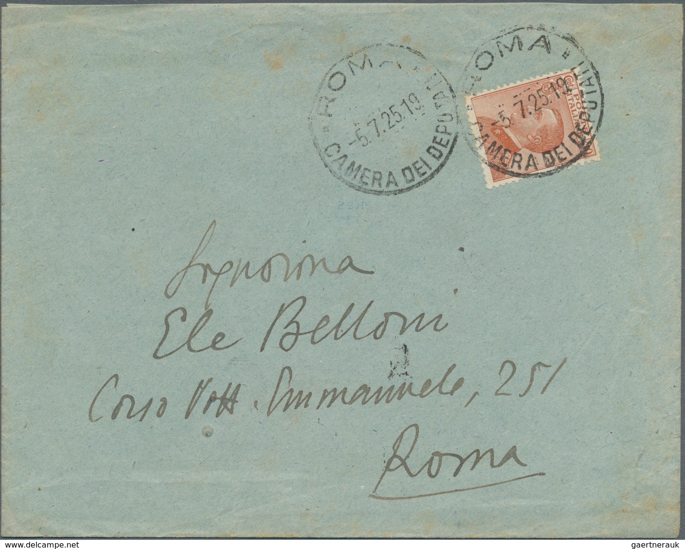 Italien - Stempel: "ROMA CAMERA DEL DEPUTATI" clear on two preprinting covers 1924 and 1925 (one "Il