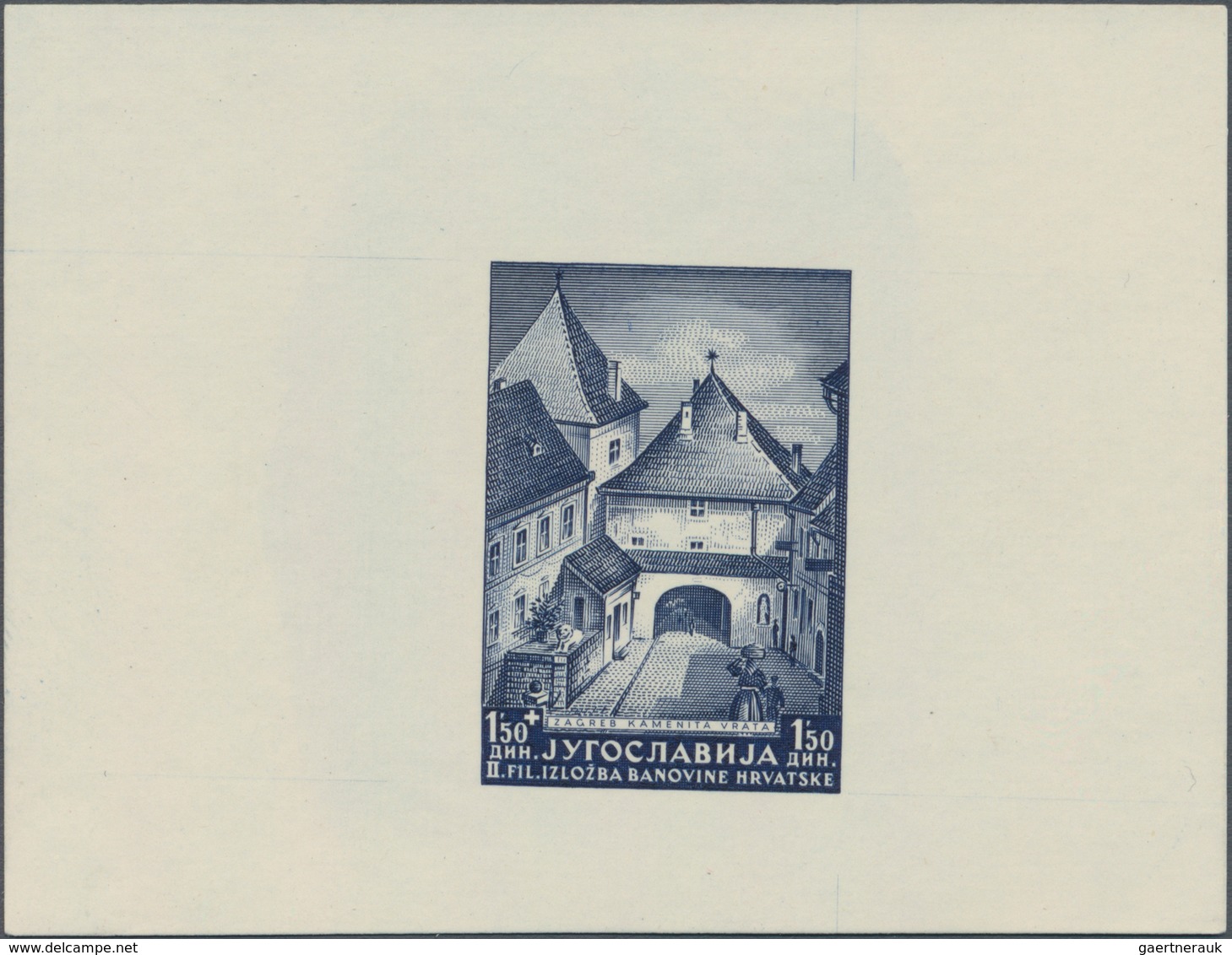 Jugoslawien: 1941, Stamp Exhibition Slavonski Brod, 1.50d.+1.50d. Slate-blue And 4d.+3d. Purple-brow - Unused Stamps